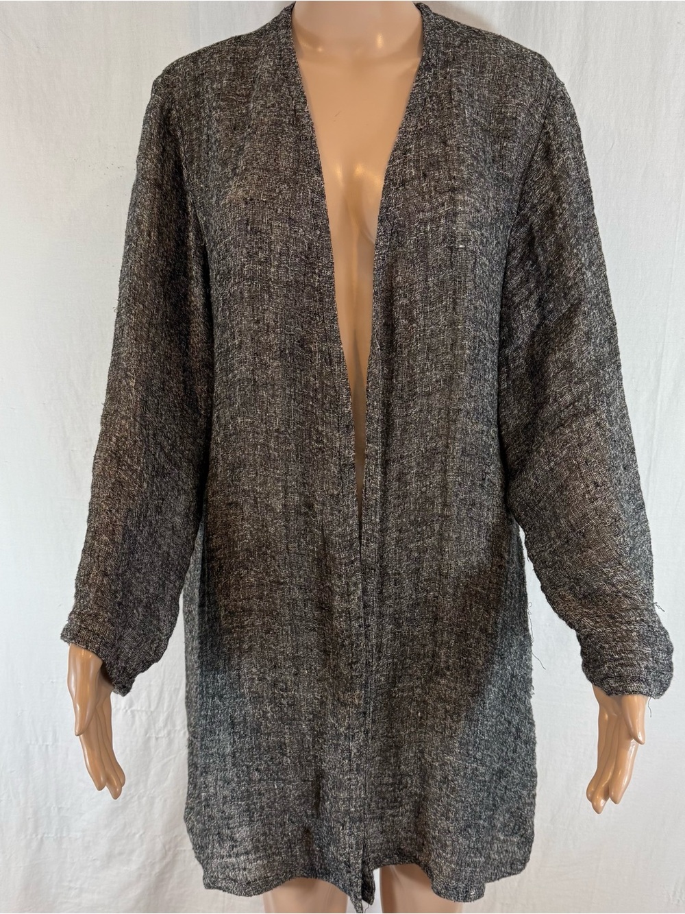 Eileen Fisher Gray Open-Front Lightweight Tunic